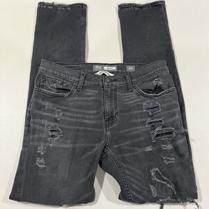 BKE Alec Jeans Mens 31x32 Black Straight Leg Dark Wash Denim Distressed